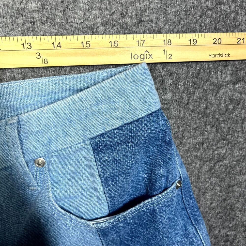 Good American Womens Blue Icon Patchwork Denim Straight Jeans 15 90s 34x27.5 - Picture 9 of 10